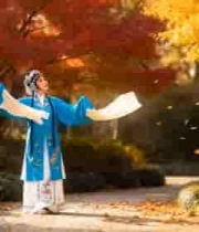  戏曲演员秋景起舞2433#横屏 	 