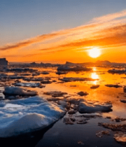 北极冰川日落景象4331#横屏 