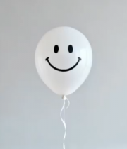 白色笑脸气球特写素材859#横屏 