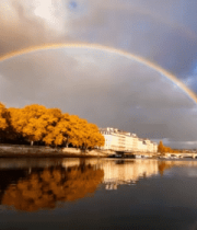 巴黎河畔彩虹风景2116#横