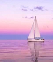  夕阳下的帆船远航2374#横屏 	 