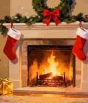  温馨圣诞壁炉装饰2332#横屏 	 -