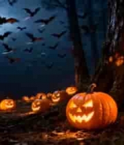  万圣节南瓜灯森林夜景2273#横屏 	 