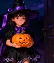  万圣节小女巫捧南瓜灯2275#横屏 	 