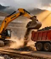  挖掘机装载石料作业2262#横屏 	 
