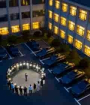  团队夜晚灯光圈航拍2261#横屏 	 