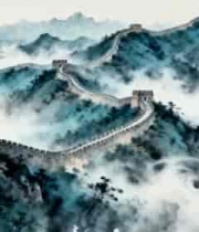  水墨长城云雾缭绕2199#横屏 