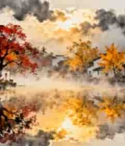  水墨江南秋景2191#横屏 	 