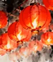  水墨风红灯笼装饰背景2182#横屏 	 