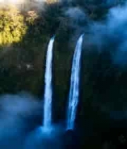  双瀑布云海航拍2168#横屏 	 