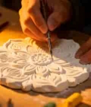  手工雕刻陶瓷花纹过程2140#横屏 	 