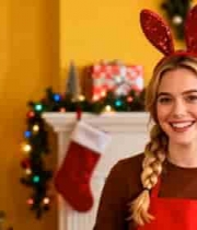  圣诞装扮女孩微笑2094#横屏 	 