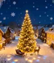  圣诞雪夜小镇灯光秀2089#横屏 	 