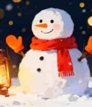  圣诞雪人夜灯雪景2088#横屏 