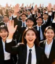  商务团队集体挥手致意2017#横屏 	 -