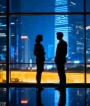  商务人士剪影交谈1994#横屏 	 