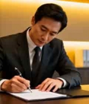 商务男士签署文件特写1975#横屏 	 -