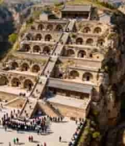  陕北窑洞群航拍1967#横屏 	 