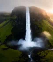  山水瀑布航拍风光1958#横屏 	 