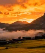  山间金色田野日落美景1945#横屏 	 -