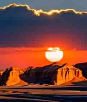  沙漠日出壮丽景观1910#横屏 	 
