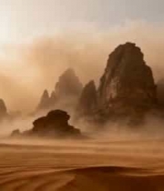  沙漠日出风沙弥漫1909#横屏 	 