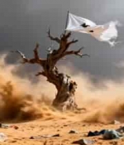  沙漠枯树立旗1907#横屏 	 