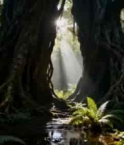  森林阳光光束穿透树林1898#横屏 	 