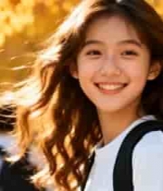  秋日校园少女微笑1798#横屏 	 