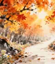  秋日枫林小道风景1780#横屏 	 