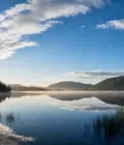  清晨湖面山水风光1766#横屏 	 