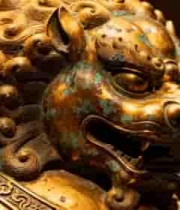  青铜狮子头特写1752#横屏 	 