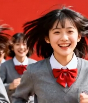  青春活力少女奔跑1720#横屏 	 