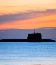  潜艇海上日出剪影1713#横屏 	 