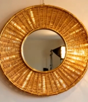  墙面装饰金色圆镜1716#横屏 	 