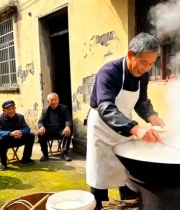  农村大锅熬粥场景1648#横屏 	 