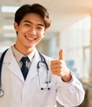  男医生竖大拇指微笑1626#横屏 	 