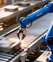  蓝色机械臂工厂作业1394#横屏 	 