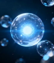  蓝色发光透明气泡动画1389#横屏 	 