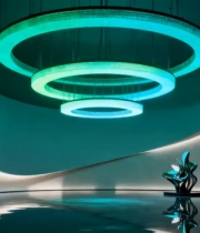  蓝绿色环形灯艺术空间1377#横屏 	 