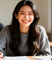  课堂上的微笑女生1349#横屏 	 