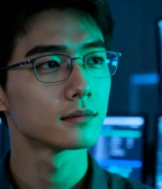  科技男深夜工作特写1327#横屏 	 