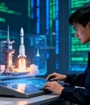  科技人员操控火箭发射1328#横屏 	 -