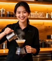  咖啡师手冲咖啡特写1298#横屏 	 