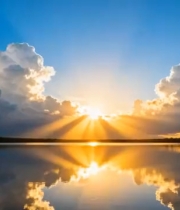  绝美湖面日出延时1285#横屏 	 