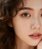  卷发女孩的温柔眼神1280#横屏 	 -