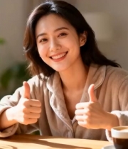  居家女性微笑点赞1271#横屏 	 