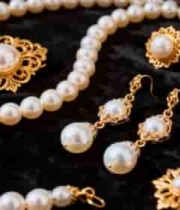  金色珍珠首饰套装展示1208#横屏 	 