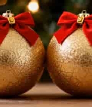  金色圣诞球装饰特写1180#横屏 	 