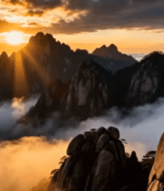 黄山云海日出壮丽景色990#横屏 